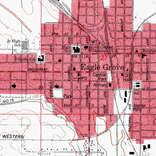 Topographic Map of Eagle Grove Post Office, IA