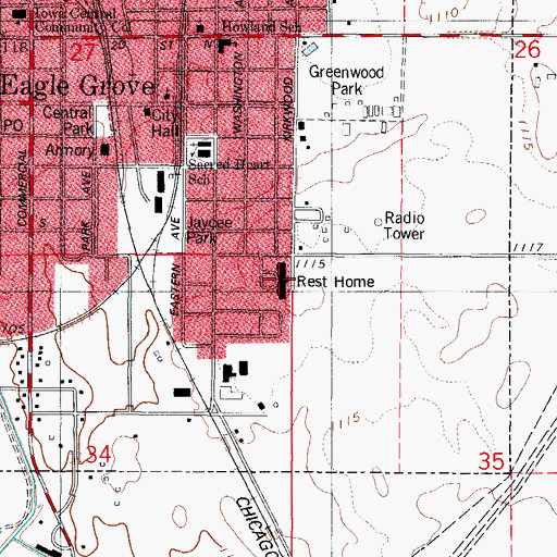 Topographic Map of Rotary Ann Retirement Home, IA