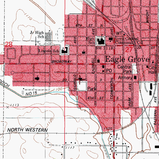 Topographic Map of Eagle Grove Evangelical Lutheran Church, IA