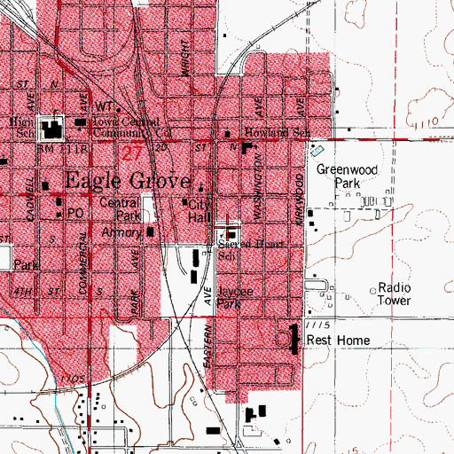 Topographic Map of Sacred Heart Catholic Church, IA