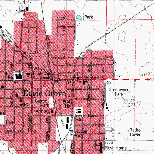 Topographic Map of Church of the Open Bible, IA