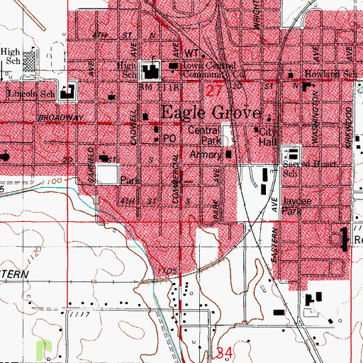Topographic Map of Assembly of God Church, IA