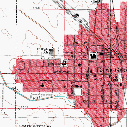 Topographic Map of Lincoln Elementary School, IA