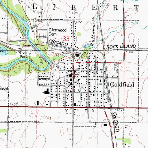 Topographic Map of Goldfield City Fire Department, IA