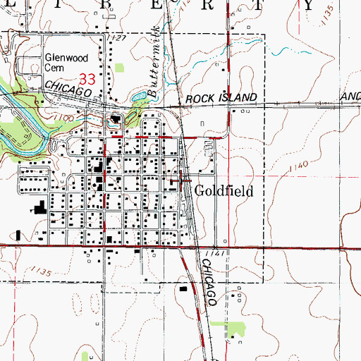 Topographic Map of Goldfield, IA