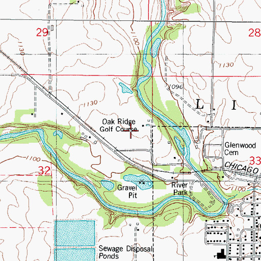 Topographic Map of Oak Ridge Golf Course, IA