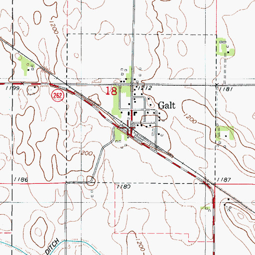 Topographic Map of Galt, IA