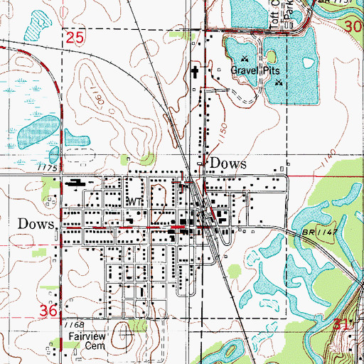Topographic Map of Dows Clinic - Franklin Medical Center, IA