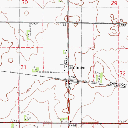 Topographic Map of Holmes Lutheran Church, IA