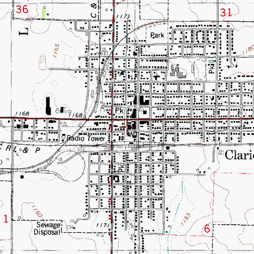 Topographic Map of Clarion Fire Department, IA