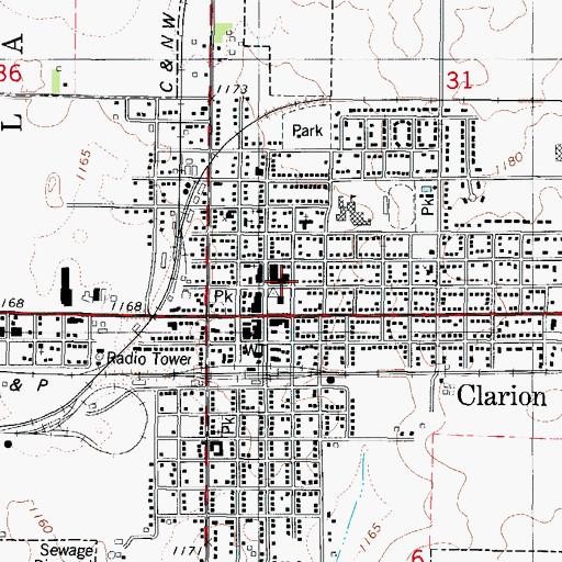 Topographic Map of Clarion Post Office, IA