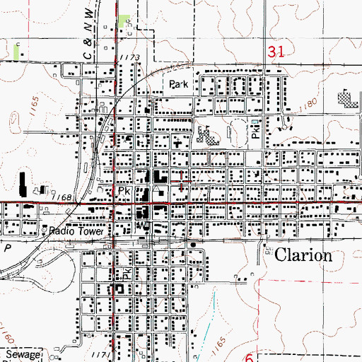 Topographic Map of Clarion Culture Center, IA