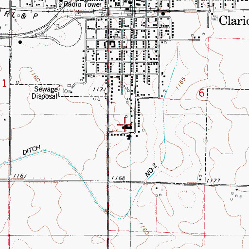 Topographic Map of Iowa Specialty Hospital - Clarion, IA