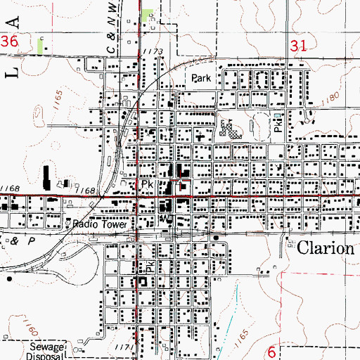 Topographic Map of Wright County Courthouse, IA