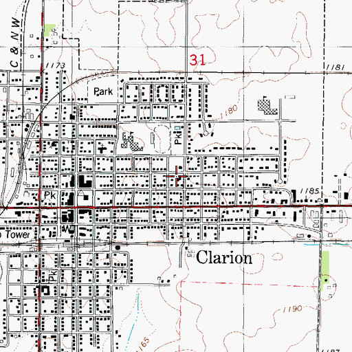 Topographic Map of Saint Johns Catholic Church, IA