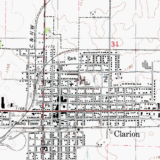 Topographic Map of Clarion Elementary School, IA