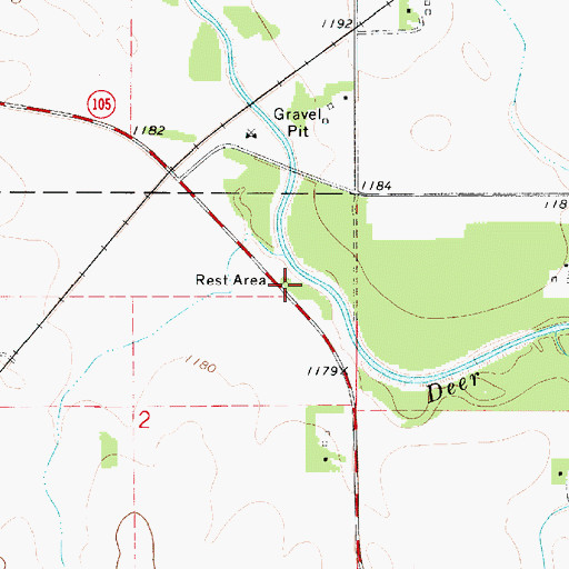 Topographic Map of Deer Creek Rest Area, IA