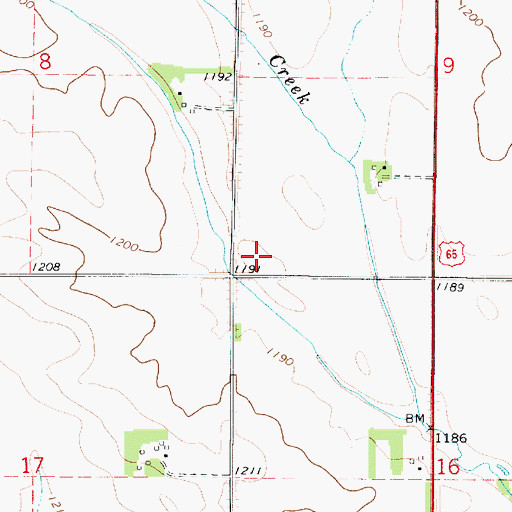 Topographic Map of Tostenson Wildlife Area, IA