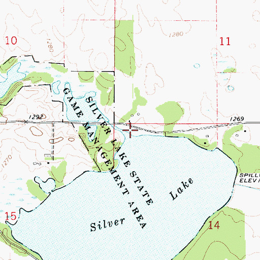 Topographic Map of Silver Lake Recreation Area, IA