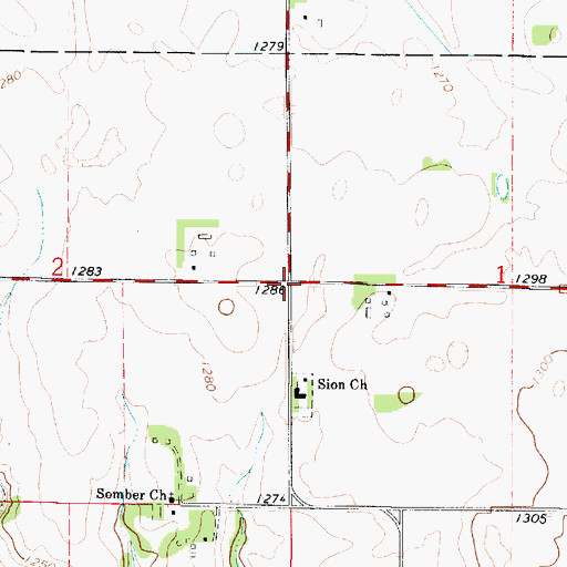 Topographic Map of Somber Post Office (historical), IA