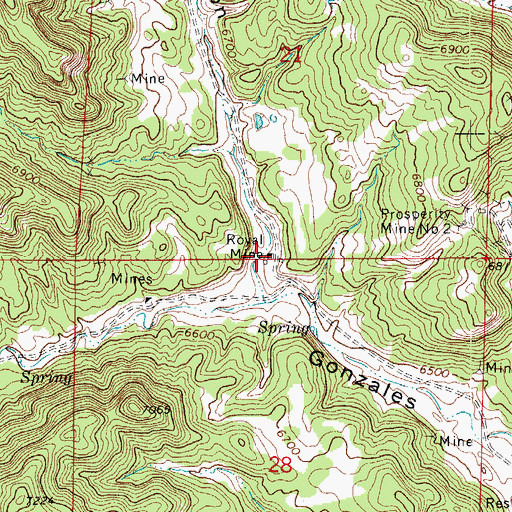 Topographic Map of Royal Mine, CO