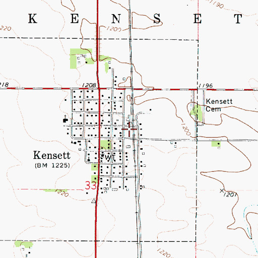 Topographic Map of Kinsett, IA