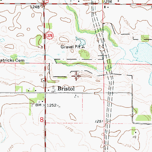 Topographic Map of Bristol Protestant Cemetery, IA