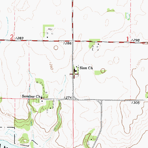 Topographic Map of Sion Cemetery, IA