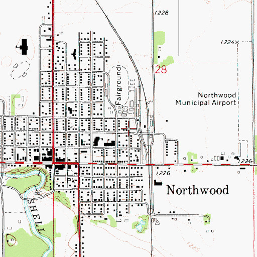 Topographic Map of Northwood Co-op Elevator, IA