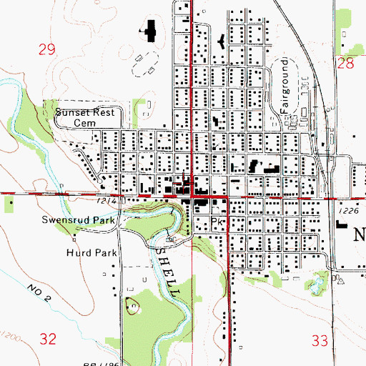 Topographic Map of Northwood Volunteer Fire Company, IA