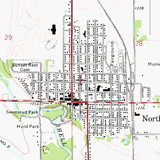 Topographic Map of Northwood Baptist Church, IA