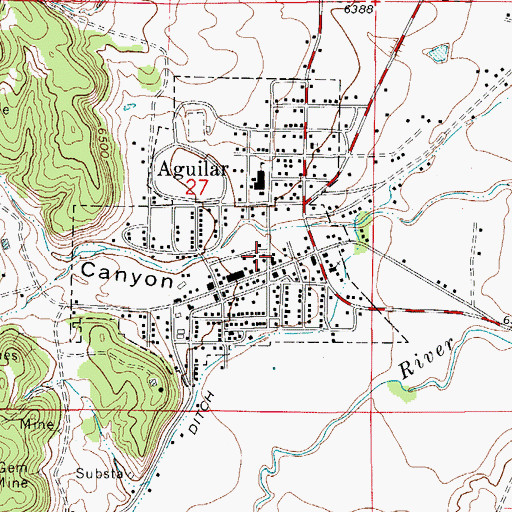 Topographic Map of Aguilar, CO