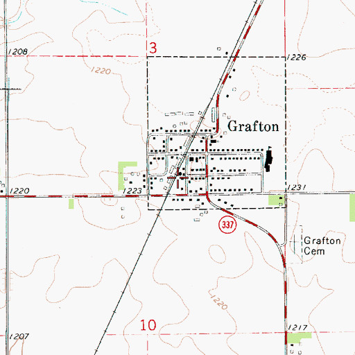 Topographic Map of Grafton Fire Department, IA