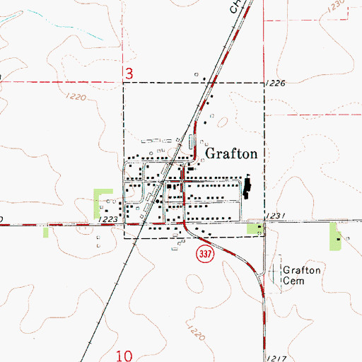 Topographic Map of Grafton Town Hall, IA