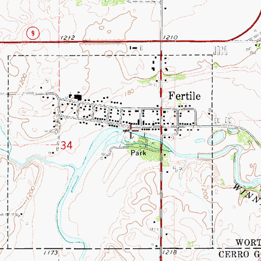 Topographic Map of Fertile Fire Department, IA
