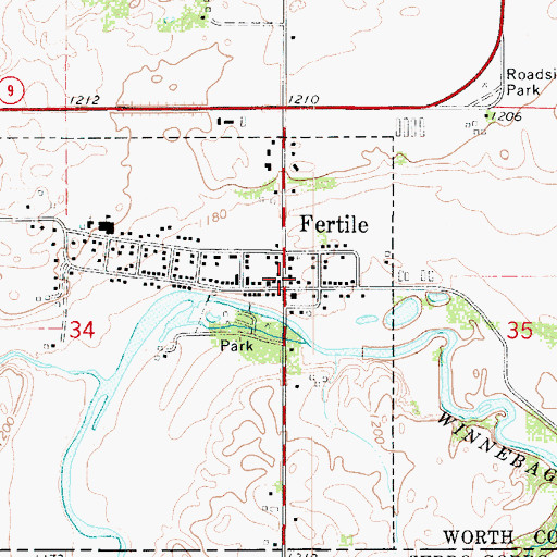 Topographic Map of Fertile Public Library, IA
