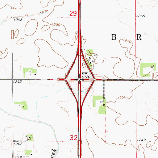 Topographic Map of Interchange 208, IA
