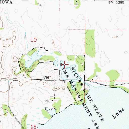 Topographic Map of Silver Lake Marsh Wildlife Management Area, IA