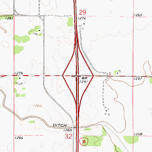 Topographic Map of Interchange 214, IA