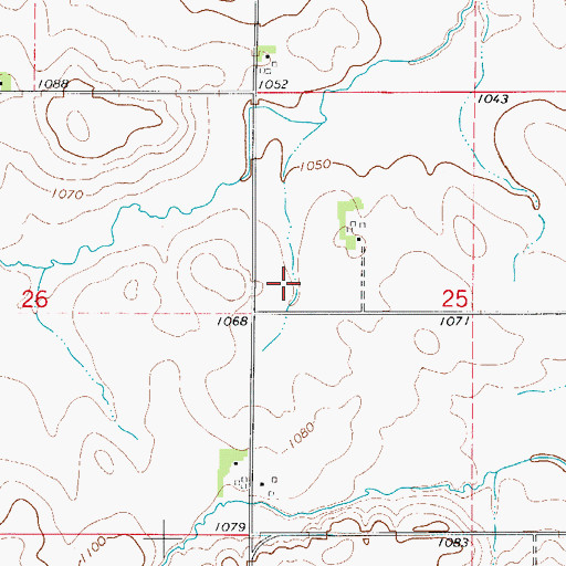 Topographic Map of Washburn Post Office (historical), IA