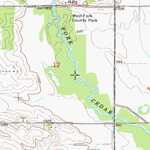 Topographic Map of Westfork Wildlife Area, IA