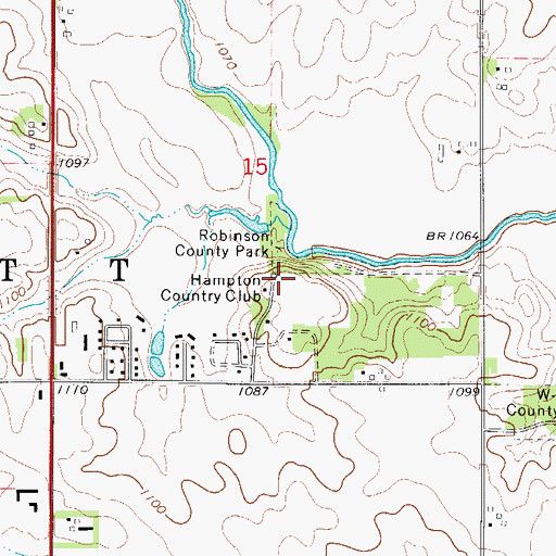Topographic Map of Hampton Country Club, IA