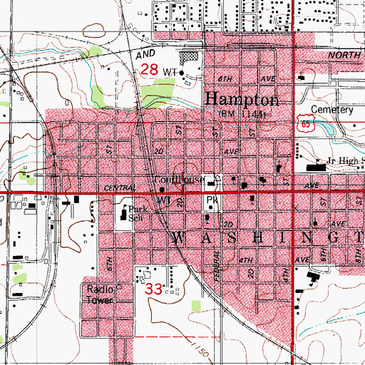 Topographic Map of Hampton Police Department, IA
