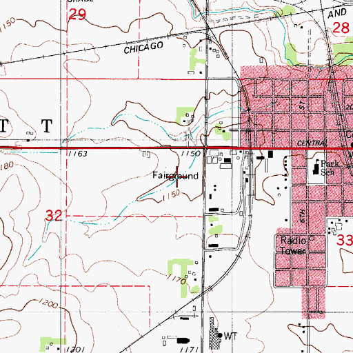 Topographic Map of Franklin County Fairgrounds, IA