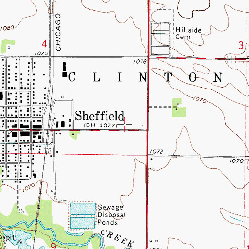 Topographic Map of Sheffield Care Center, IA
