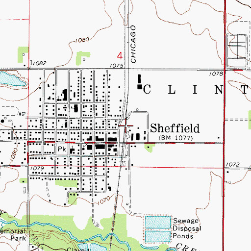 Topographic Map of Sheffield, IA