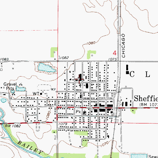 Topographic Map of West Fork Elementary School - Sheffield, IA