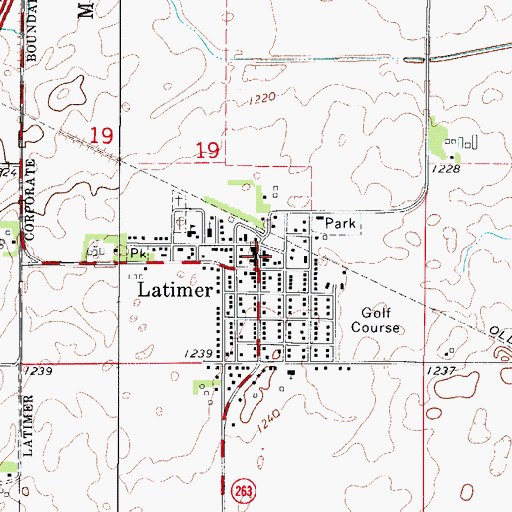 Topographic Map of Latimer Town Hall, IA