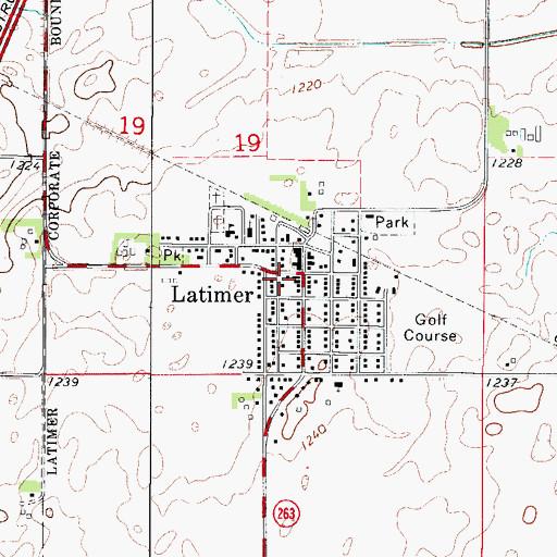 Topographic Map of Latimer Rural Fire Department, IA