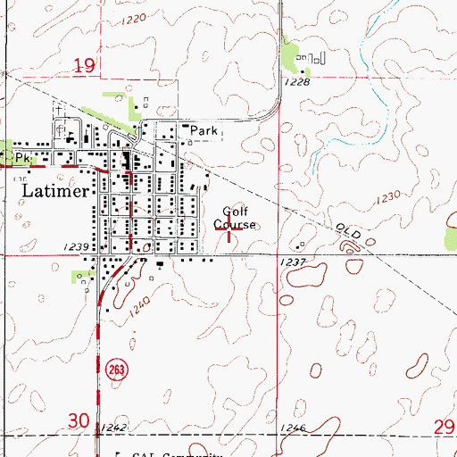 Topographic Map of Latimer Golf Club, IA